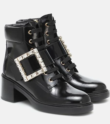 商品Roger Vivier|Viv' Rangers lace-up ankle boots,价格¥15340,第1张图片