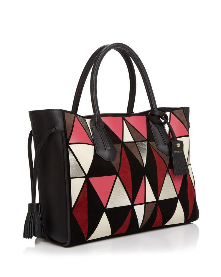 商品Longchamp|Penelope Arty 中号麂皮拼皮手提包,价格¥8482,第4张图片详细描述