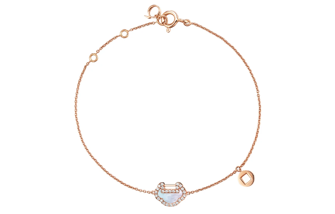 商品[国内直发] Qeelin|麒麟 Yu Yi系列 锁状吊坠 手链 女款 玫瑰金色,价格¥13045,第1张图片