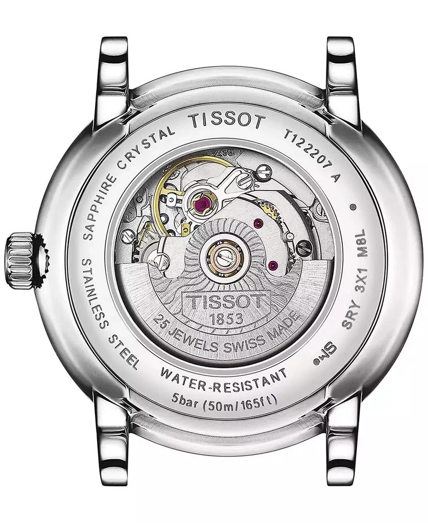 商品Tissot|Women's Swiss Automatic Carson Premium Lady Diamond Accent Black Leather Strap Watch 30mm,价格¥4960,第3张图片详细描述