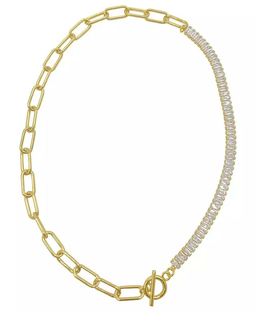 商品ADORNIA|19" Paper Clip Toggle 14K Gold Plated Baguette Necklace,价格¥207,第1张图片