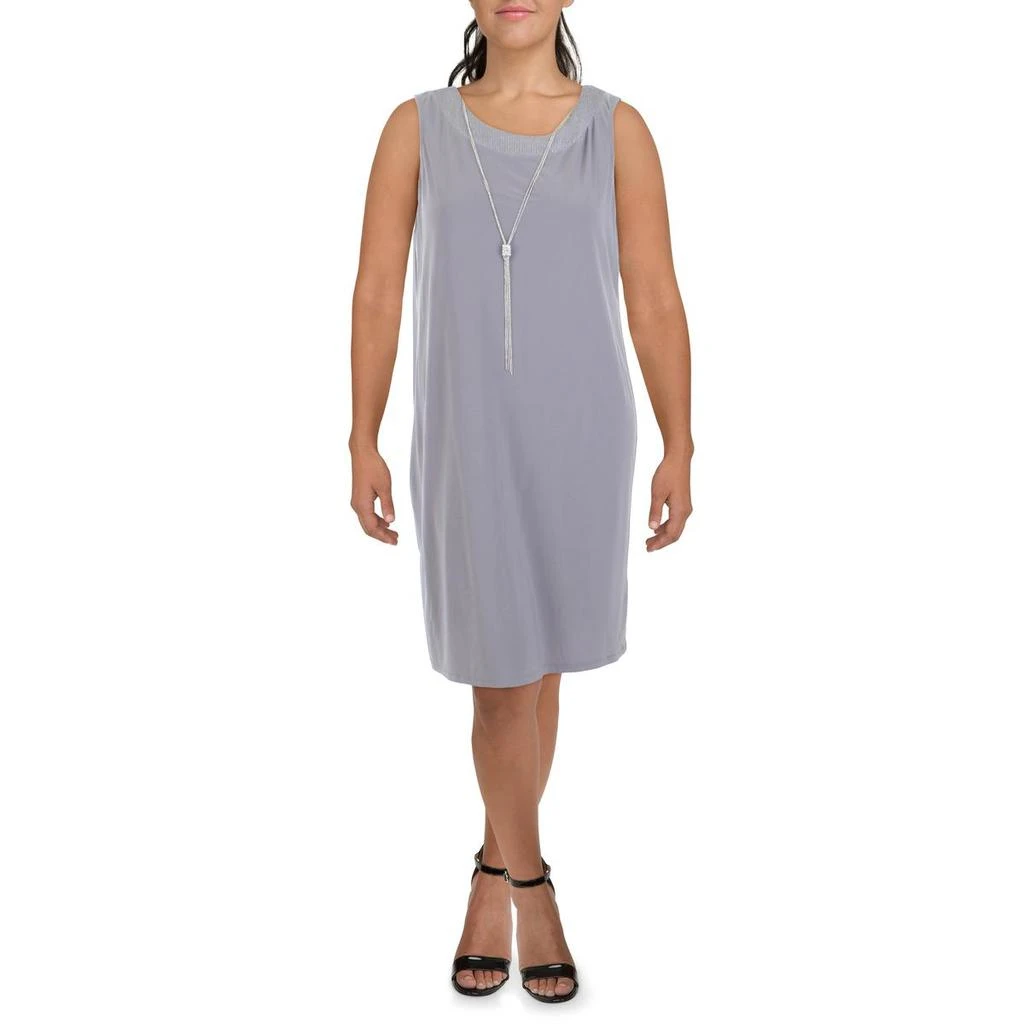 商品R&M Richards|R&M Richards Womens Plus Metallic Knee-Length Shift Dress,价格¥69,第2张图片详细描述