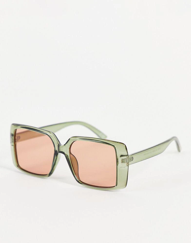 商品ASOS|ASOS DESIGN frame 70s sunglasses with orange lens in green  - MGREEN,价格¥78,第1张图片
