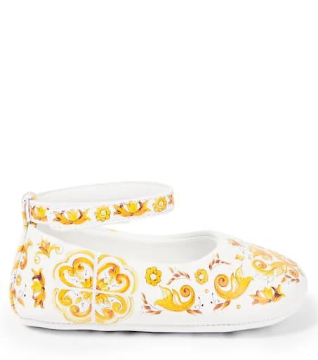 商品Dolce & Gabbana|婴幼儿 — 印花皮革芭蕾舞平底鞋,价格¥2335,第3张图片详细描述