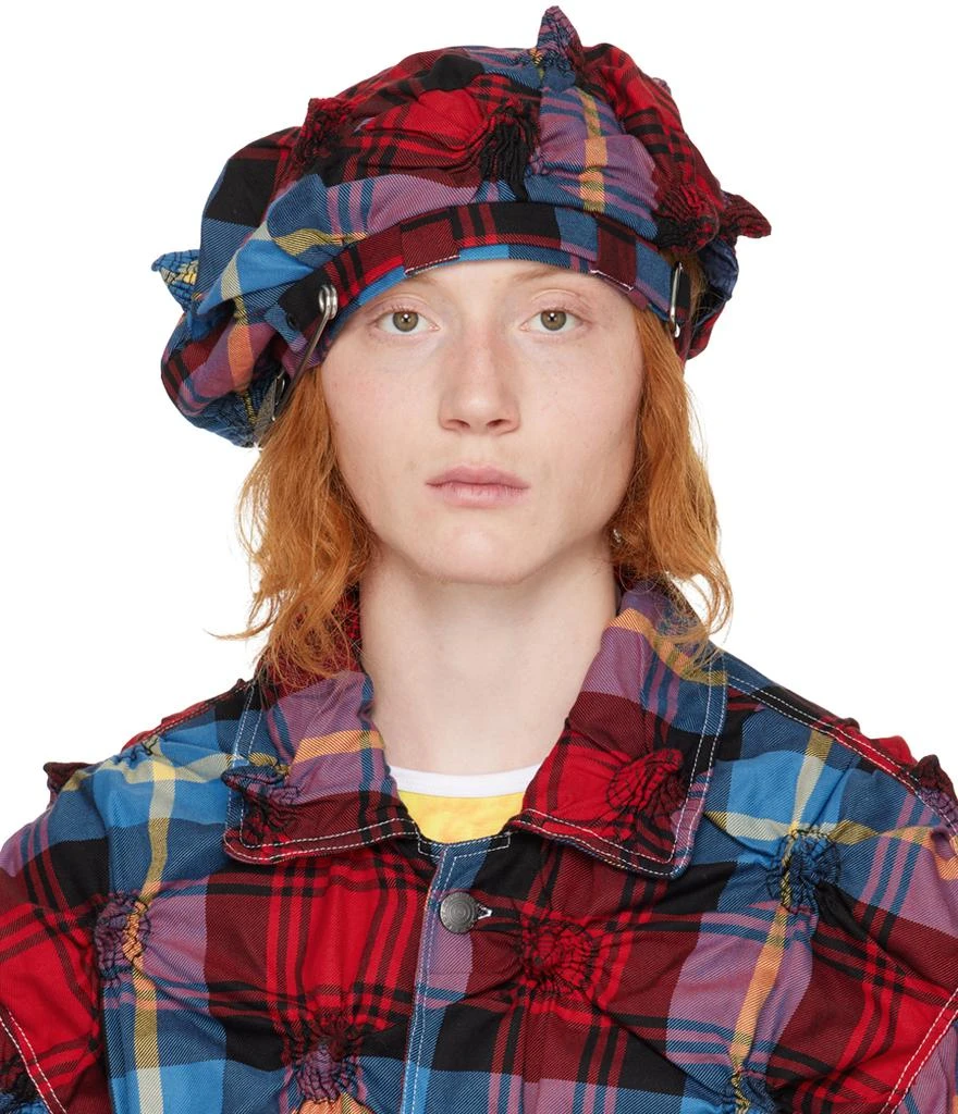 商品Charles Jeffrey Loverboy|Red & Blue Spiky Tartan Tamashana Beret,价格¥1247,第1张图片