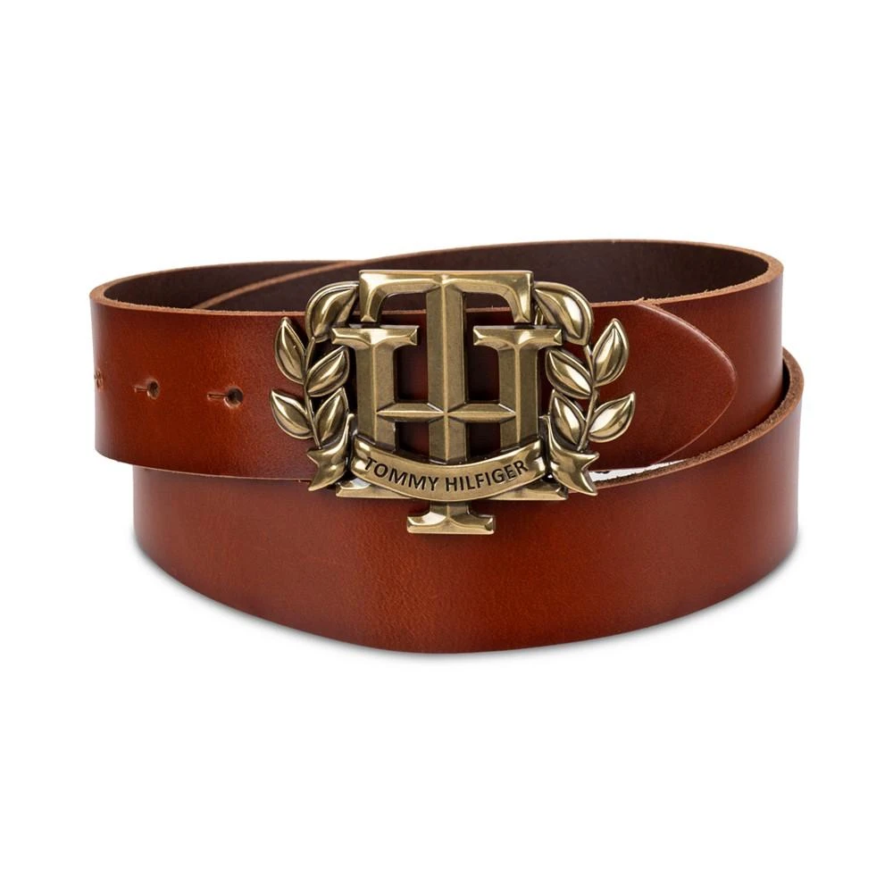 商品Tommy Hilfiger|Men's Iconic Monogram Crest Plaque Buckle Leather Belt,价格¥324,第1张图片
