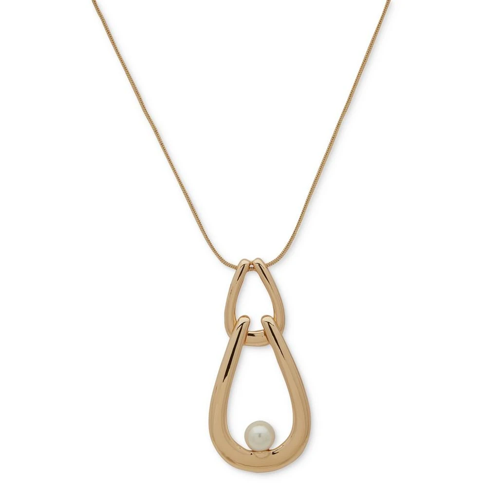 商品Anne Klein|Gold-Tone Link & Imitation Pearl Long Pendant Necklace, 32" + 3" extender,价格¥101,第1张图片