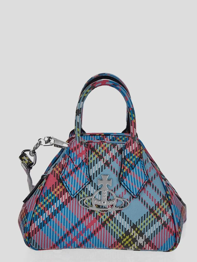 商品Vivienne Westwood|Vivienne Westwood Orb Plaque Checked Tote Bag,价格¥2389,第1张图片