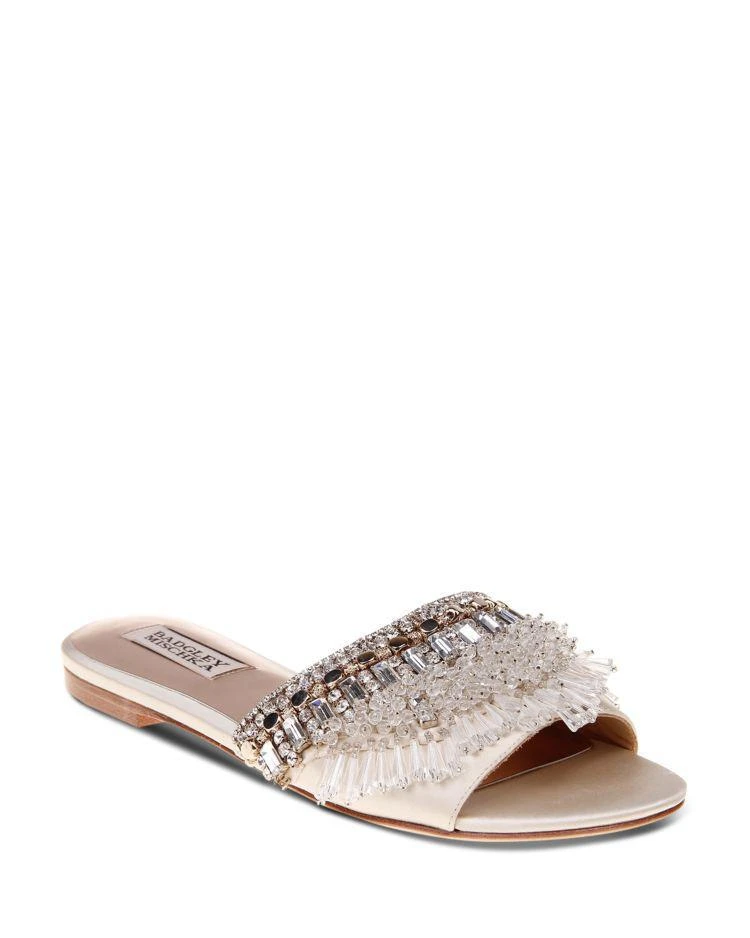 商品Badgley Mischka|Kassandra Embellished Satin Slide Sandals ,价格¥816,第1张图片