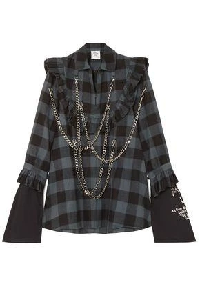 商品Vetements|Chain-embellished checked cotton-flannel dress,价格¥5970,第1张图片