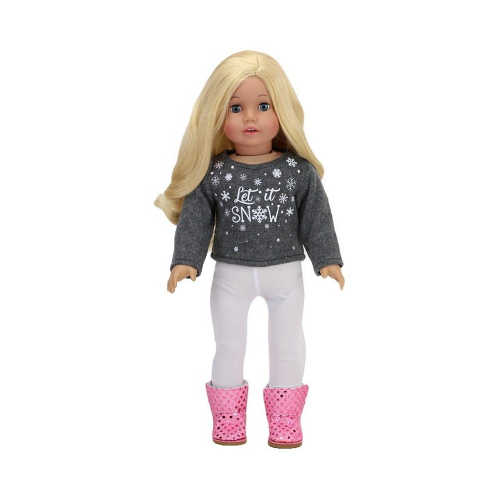 商品Teamson Kids|- 18" Doll - "Let It Snow" Sweater, Lace Skirt, Leggings, Earmuffs, Pocket Scarf Ewe Boots Set, 6 Piece,价格¥159,第4张图片详细描述