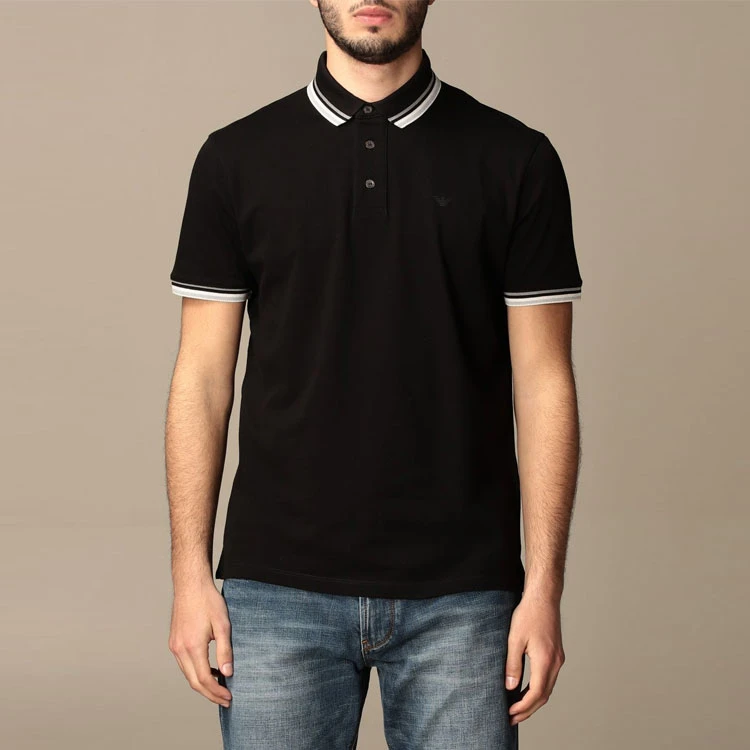 商品[国内直发] Emporio Armani|阿玛尼 胸口徽标短袖polo衫 男款 黑色,价格¥1023,第4张图片详细描述