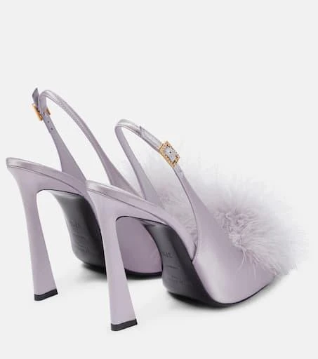 商品Yves Saint Laurent|Mae 110羽毛边饰露跟凉鞋,价格¥12426,第3张图片详细描述