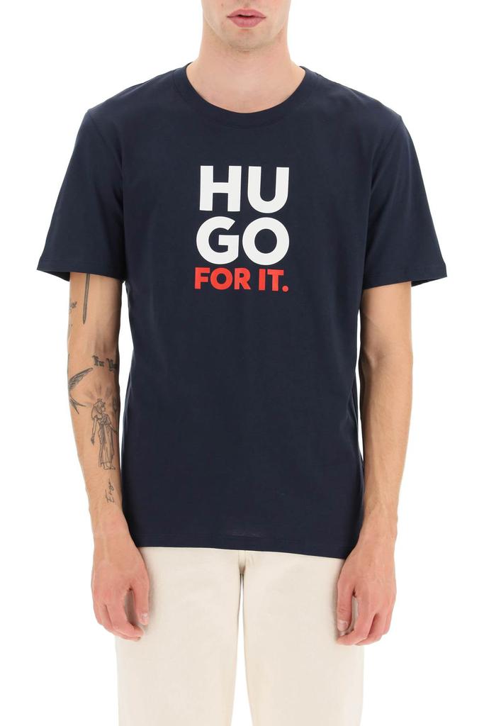 Hugo jersey t-shirt with logo print商品第2张图片规格展示