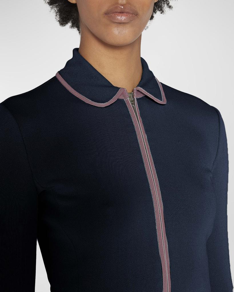 Peter Pan-Collar Striped-Edge Crop Zip Jacket商品第5张图片规格展示