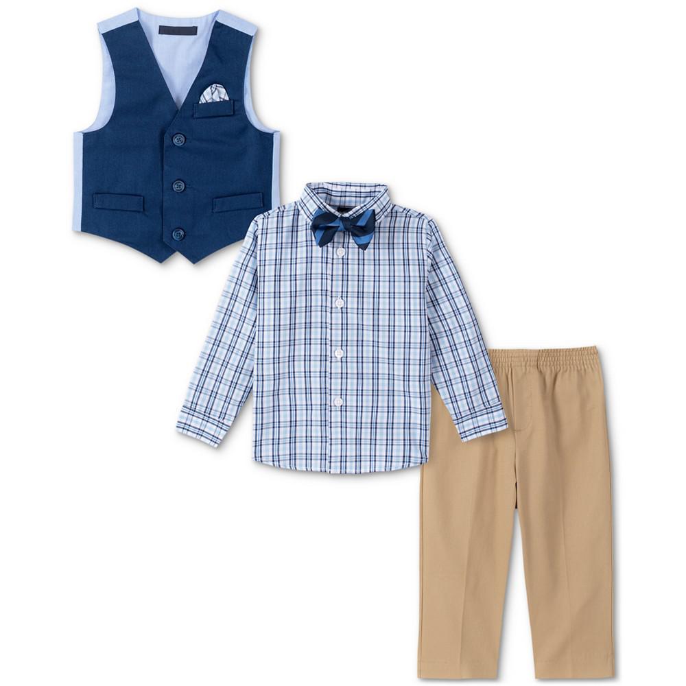 Baby Boys Shirt, Solid Twill Vest, Pants & Bowtie Set商品第2张图片规格展示