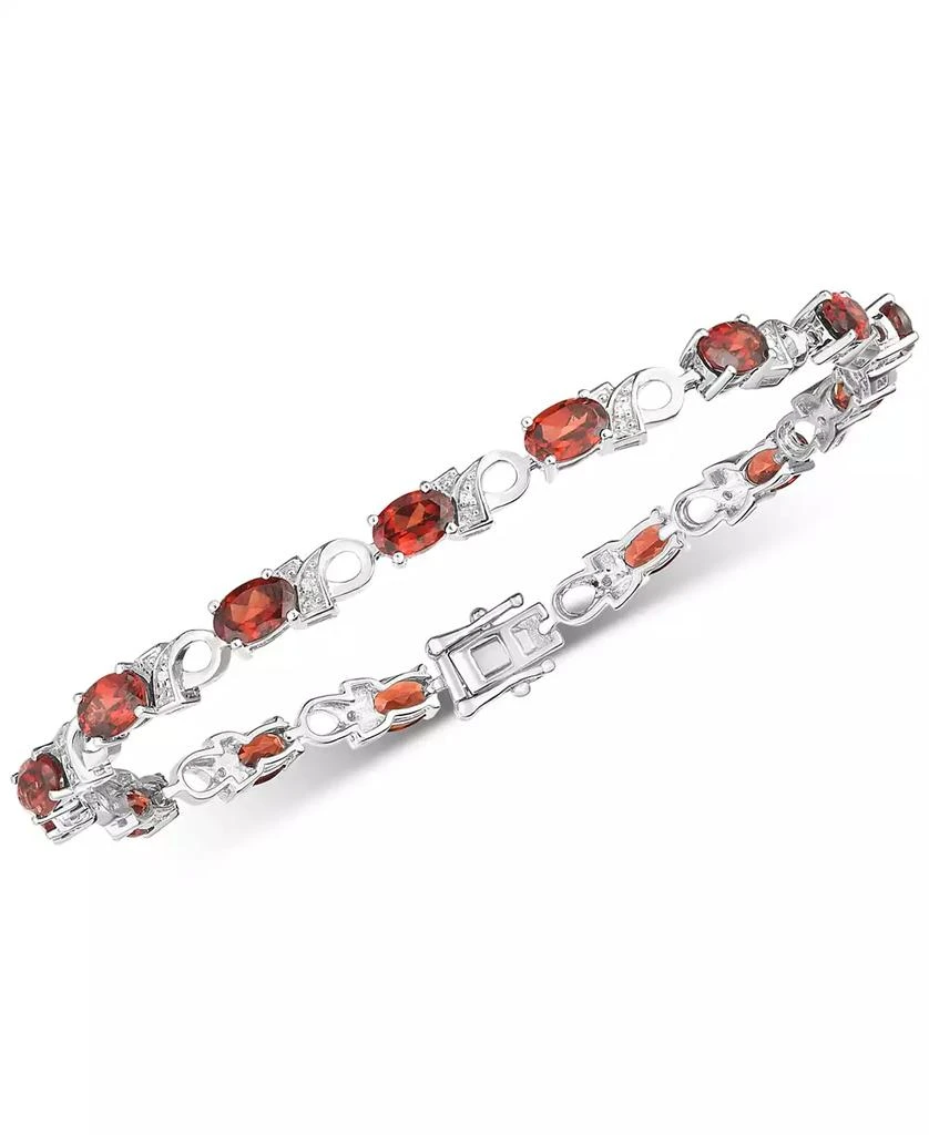 商品Macy's|Garnet (7 ct. t.w.) & Diamond Accent Link Bracelet in Sterling Silver,价格¥806,第1张图片