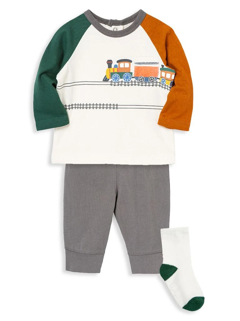 商品Little Me|Baby Boy's 3-Piece Train Print T-Shirt, Joggers & Socks Set,价格¥135,第3张图片详细描述