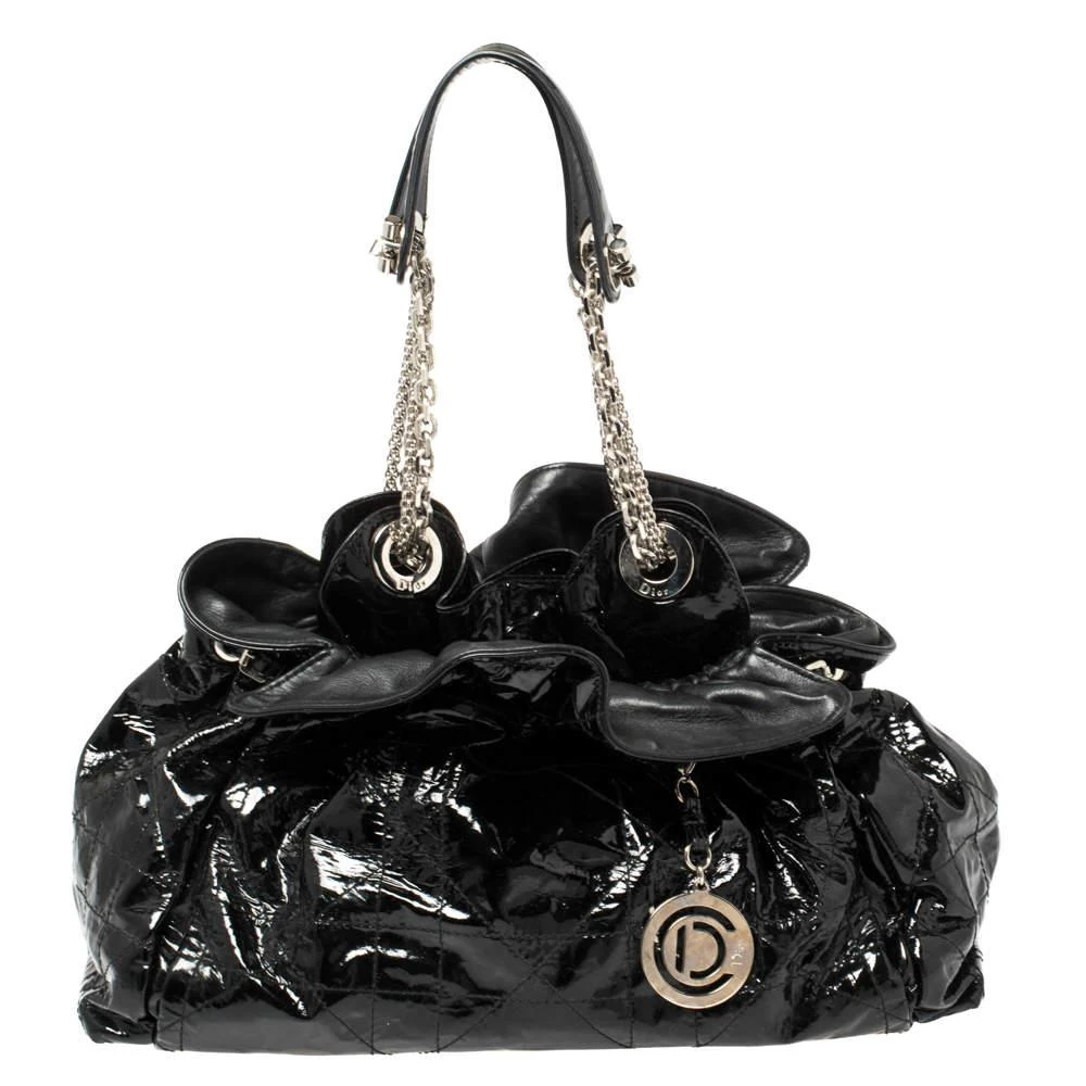 商品[二手商品] Dior|Dior Black Cannage Patent Leather Le Trente Hobo,价格¥2492,第1张图片