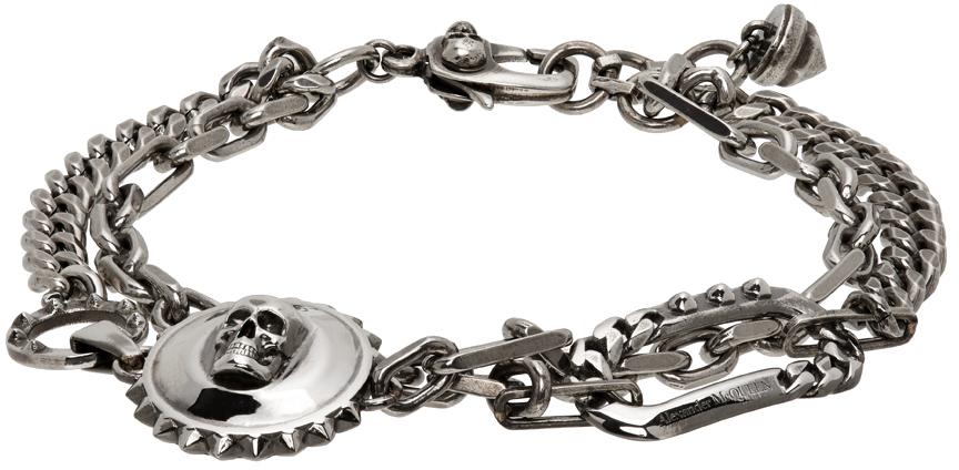 Silver Studs & Skull Bracelet商品第1张图片规格展示
