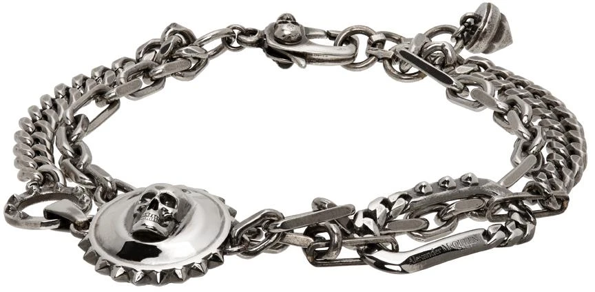 商品Alexander McQueen|Silver Studs & Skull Bracelet,价格¥1403,第1张图片