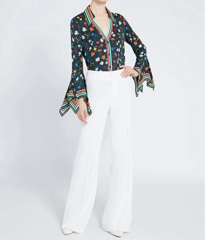 商品Alice + Olivia|Randa Trumpet Sleeve Button Down Shirt in Botanical Ditsy,价格¥1891,第1张图片