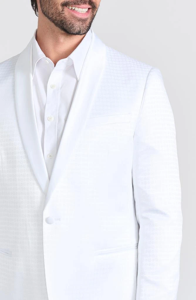 商品SAVILE ROW CO|Varick White Jacquard One Button Shawl Collar Dinner Jacket,价格¥572,第5张图片详细描述