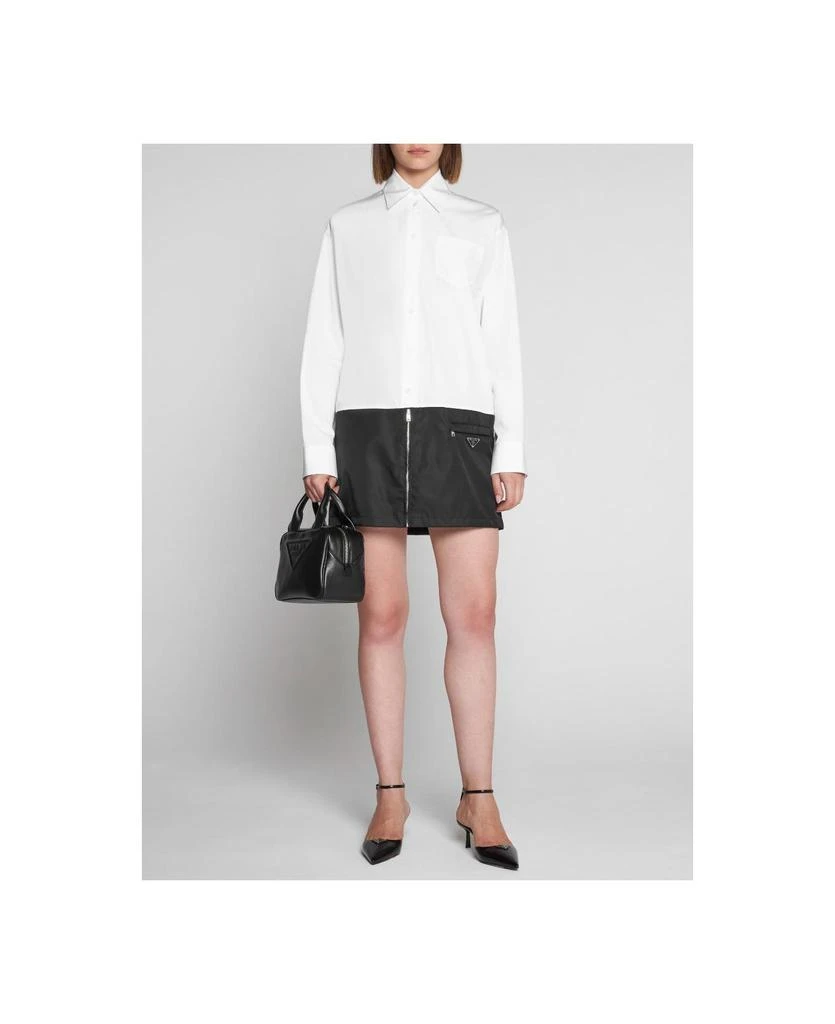 商品Prada|Cotton And Re-nylon Shirt Dress,价格¥9803,第3张图片详细描述
