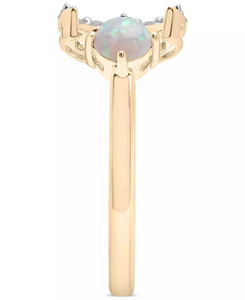 商品Macy's|Lab-Created Opal (1/10 ct. t.w.) & Lab-Created White Sapphire (3/8 ct. t.w.) Crescent Moon Cuff Ring in 14k Gold-Plated Sterling Silver,价格¥457,第4张图片详细描述