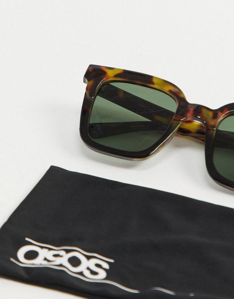 商品ASOS|ASOS DESIGN frame square sunglasses with tort blocking - BROWN,价格¥69,第4张图片详细描述