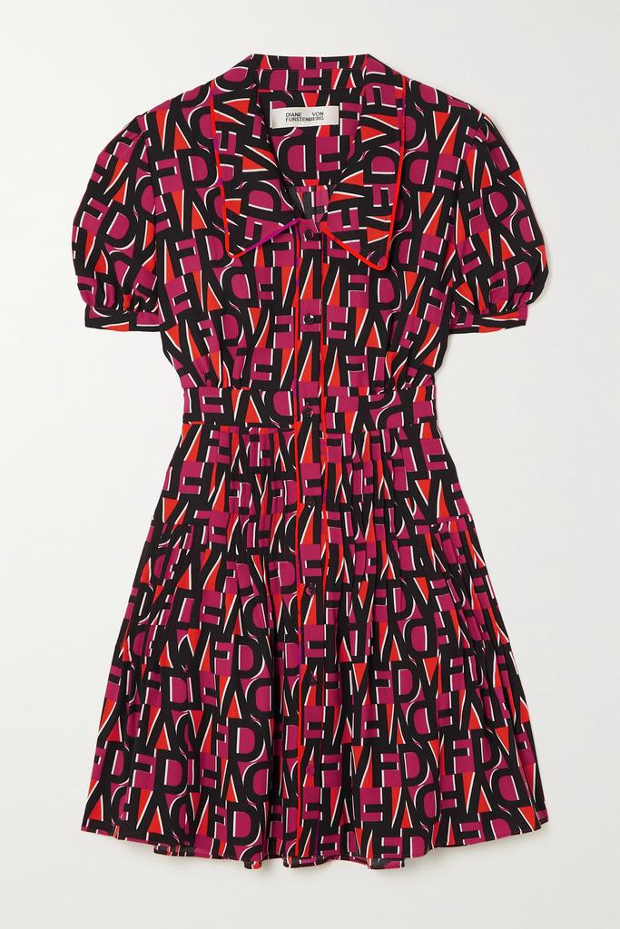 Darius 褶裥印花绉纱迷你连衣裙  - US0商品第1张图片规格展示