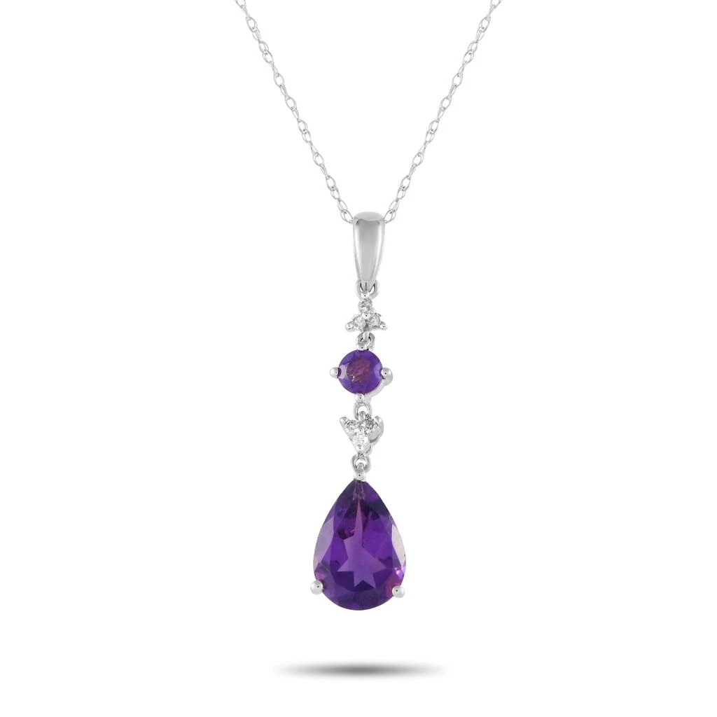 商品LB Exclusive|14K White Gold 0.05ct Diamond and Amethyst Pendant Necklace PD4-16247WAM,价格¥2459,第1张图片