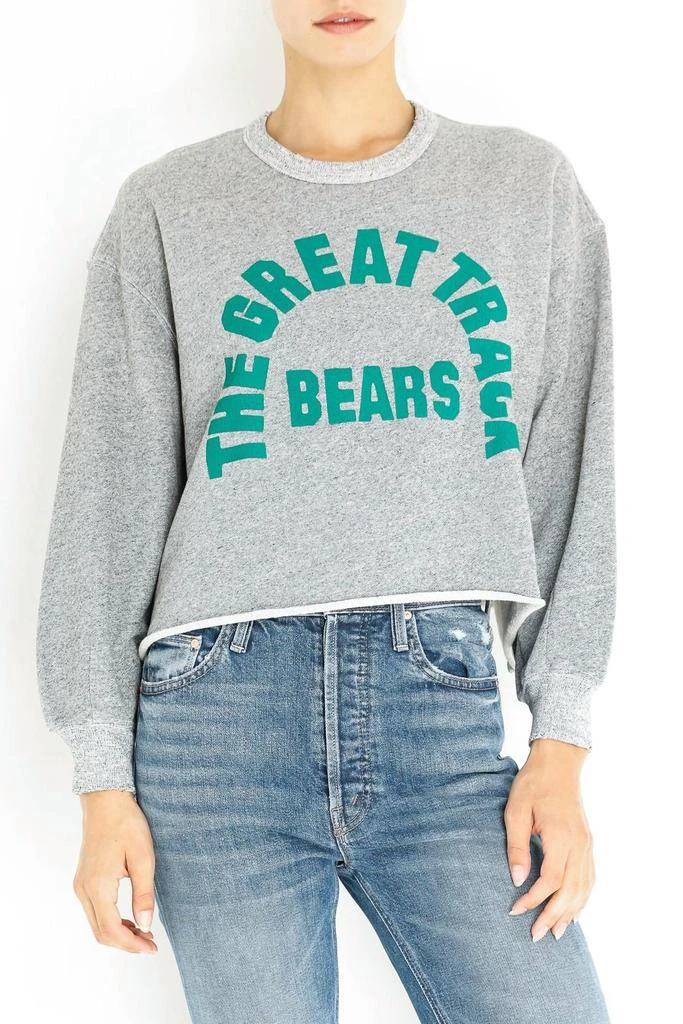 商品The Great|Cut Off Sweatshirt W/Bears In Varsity Grey/ Bottle Green,价格¥2191,第1张图片