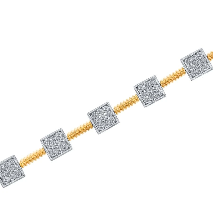 商品Maulijewels|2.5 Carat Brilliant Cut Natural Round White Diamond Two-tone Women Bracelet In 14K Solid White & Yellow Gold,价格¥27082,第1张图片