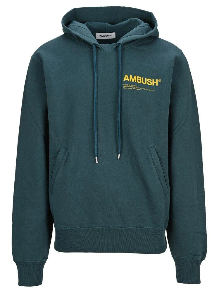 商品Ambush|Ambush Logo Printed Drawstring Hoodie,价格¥2052,第1张图片