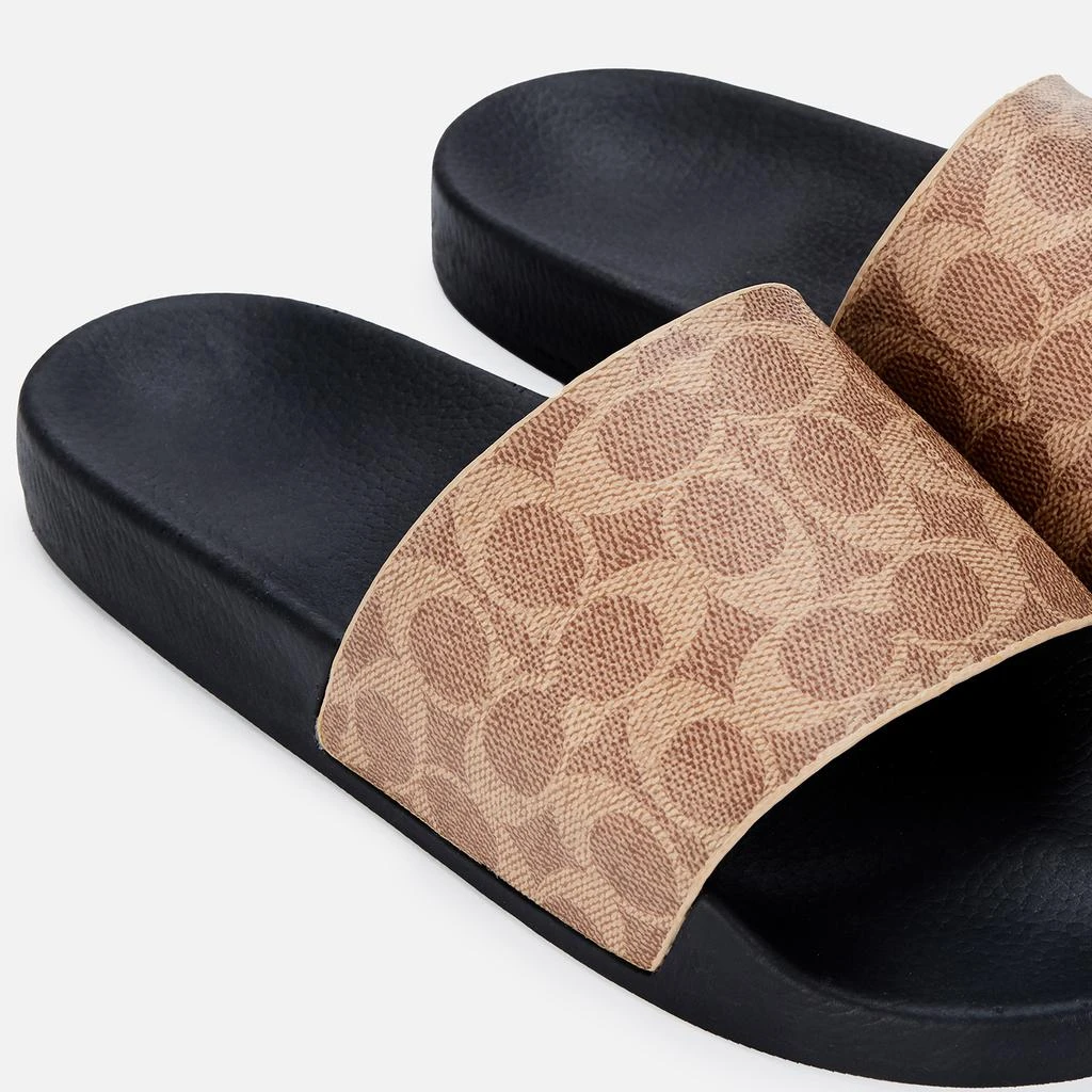 商品Coach|Coach Men's Signature Coated Canvas Pool Slide Sandals - Tan Signature,价格¥423,第3张图片详细描述