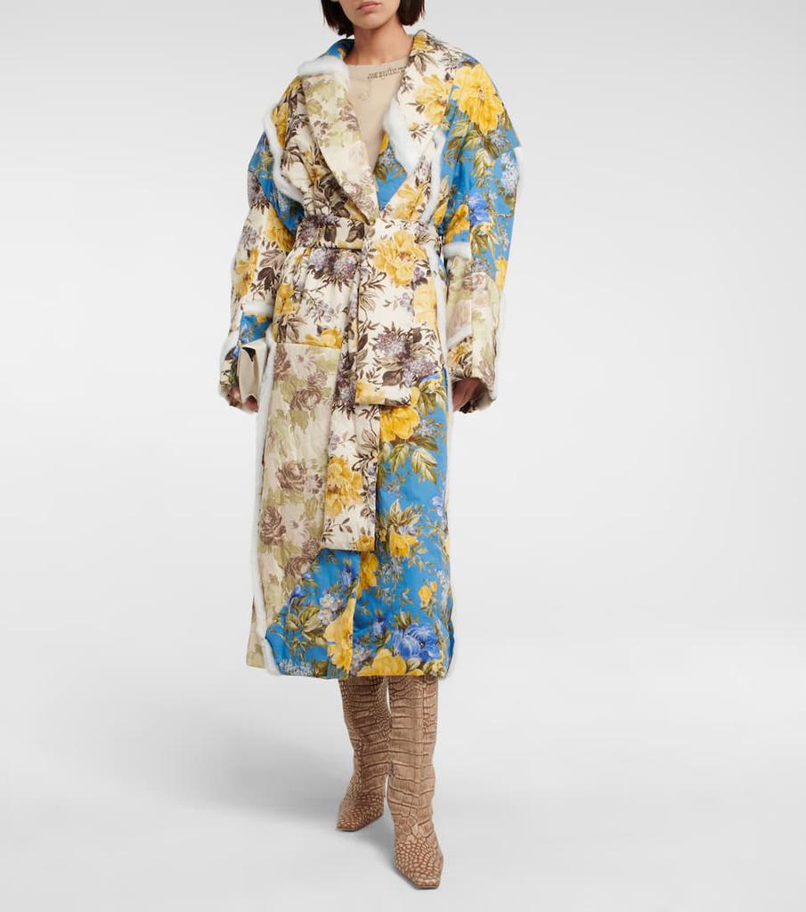 Floral patchwork padded cotton coat商品第2张图片规格展示