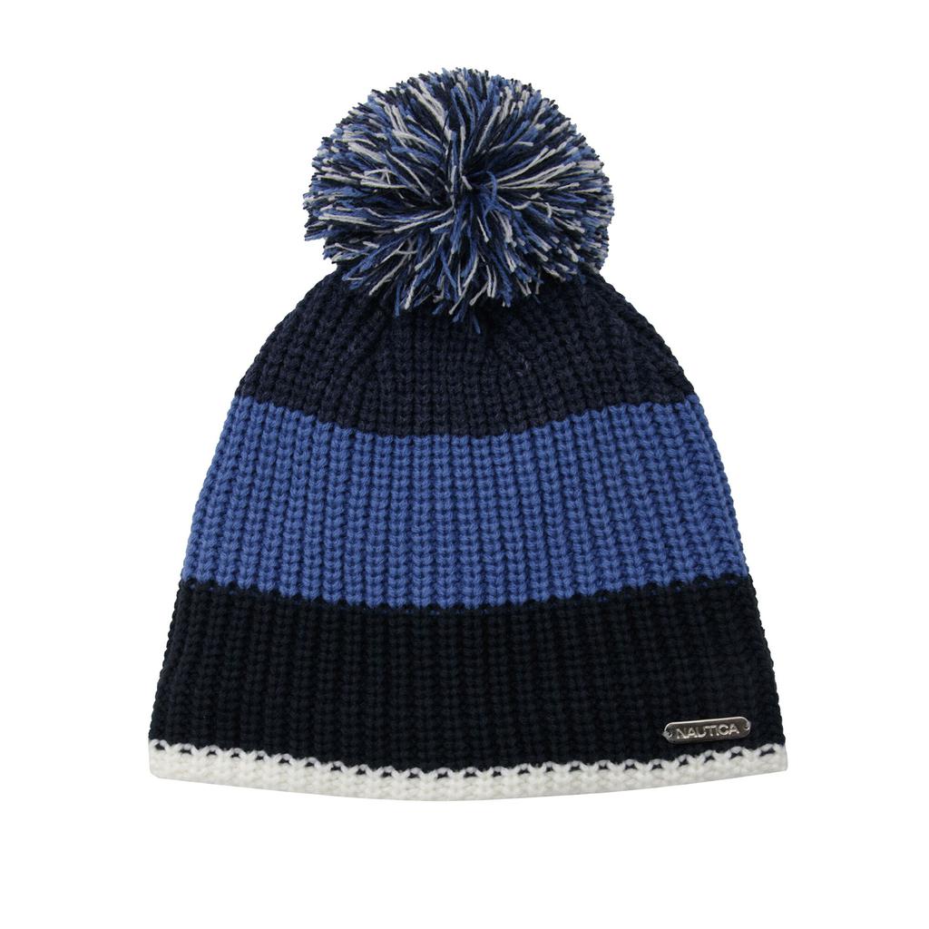 Nautica Womens Colorblock Pom-Pom Beanie商品第1张图片规格展示