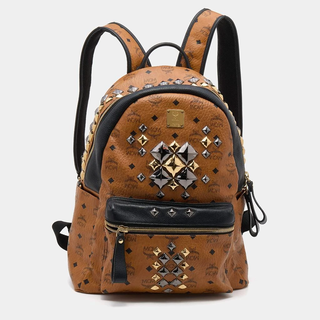 商品[二手商品] MCM|MCM Cognac/Black Visetos Coated Canvas and Leather Large Studded Stark Backpack,价格¥3061,第1张图片