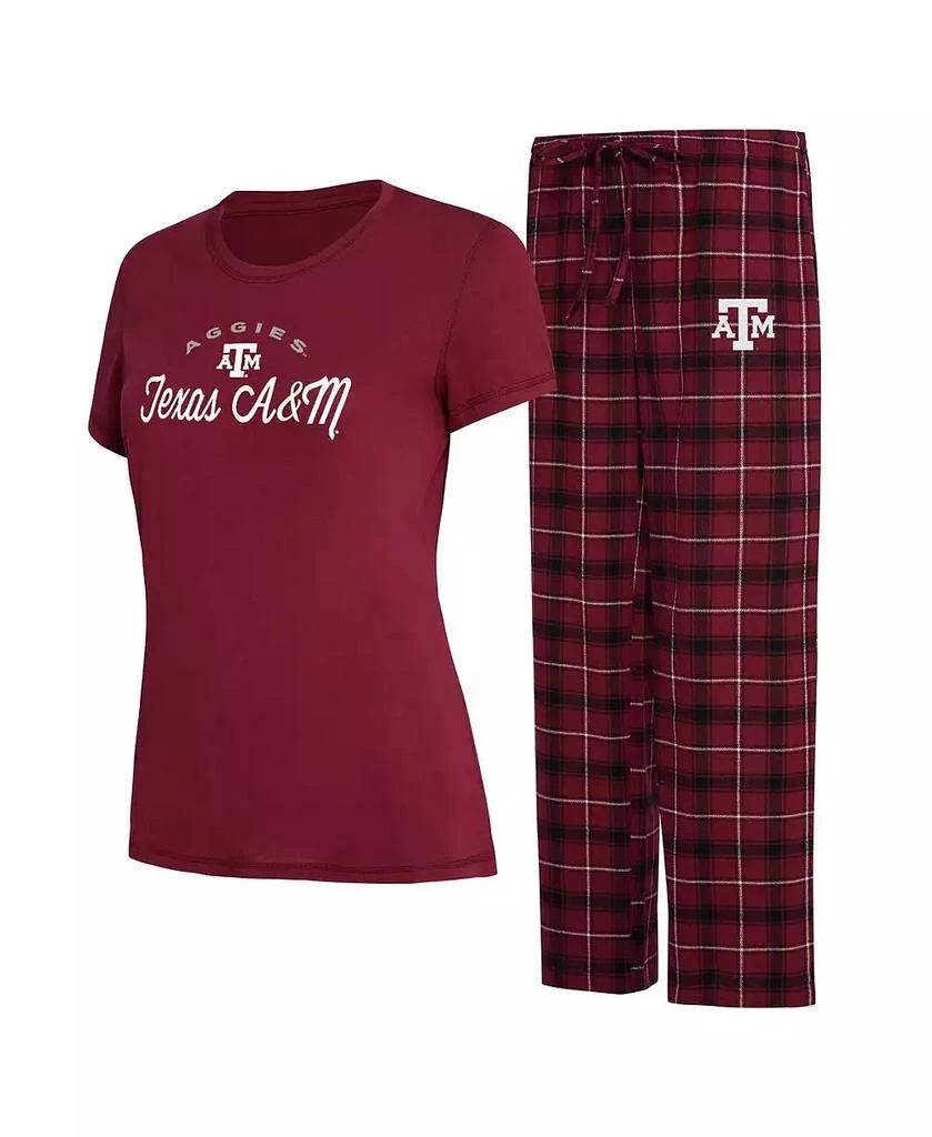 商品Concepts Sport|Women's Maroon, Black Texas A&M Aggies Arctic T-shirt and Flannel Pants Sleep Set,价格¥337,第1张图片