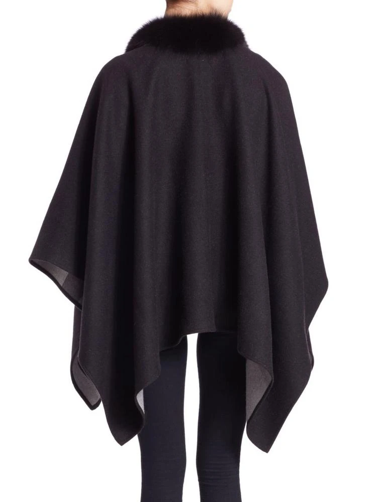 商品Burberry|Reversible Fox Fur-Trimmed Check Merino Wool Poncho,价格¥11836,第2张图片详细描述