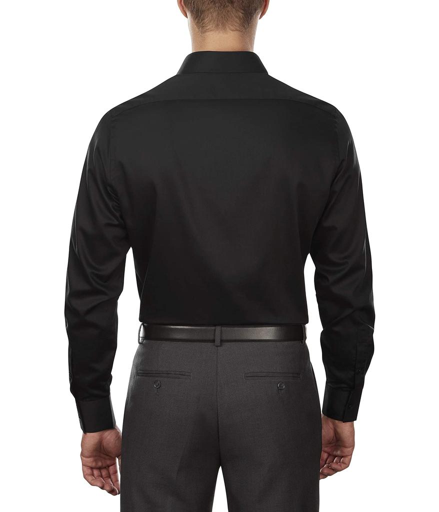 Men's Dress Shirts Fitted Lux Sateen Stretch Solid Spread Collar商品第3张图片规格展示