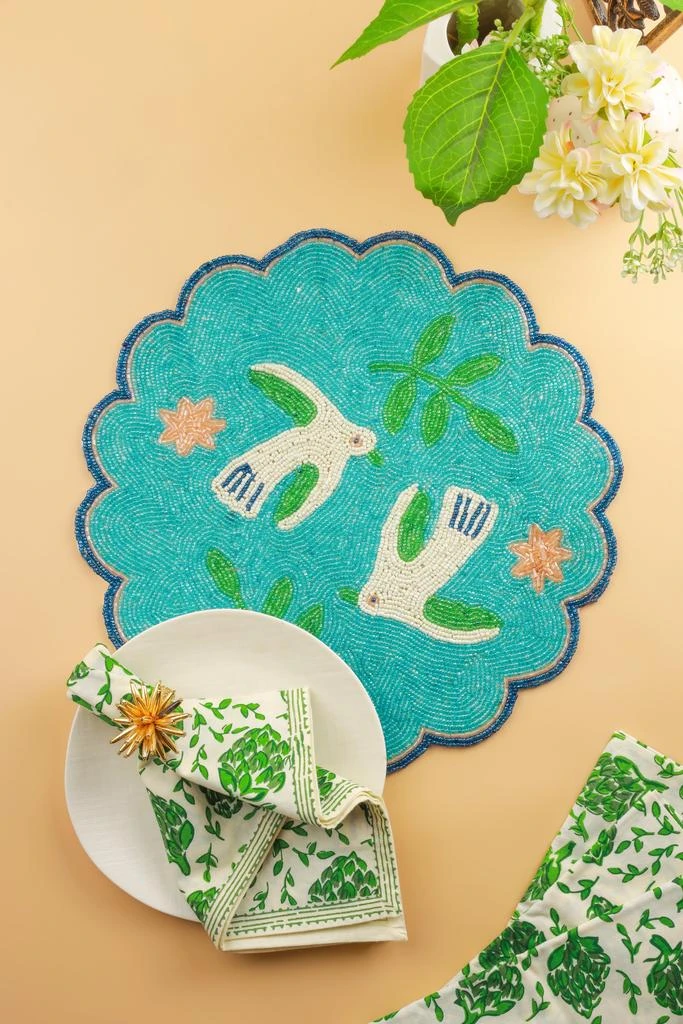 商品Tiramisu|The "Aqua Serenity" Beaded Placemat,价格¥305,第2张图片详细描述