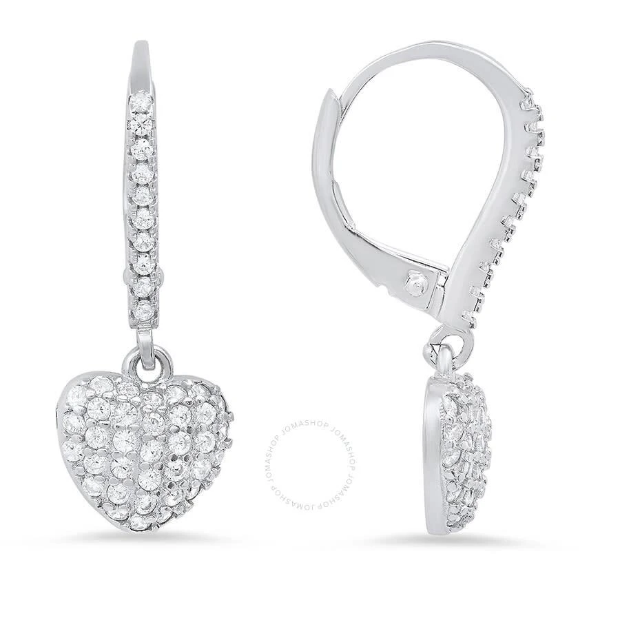 商品Kylie Harper|Sterling Silver Pave Heart Cubic Zirconia  CZ Dangle Leverback Earrings,价格¥372,第1张图片