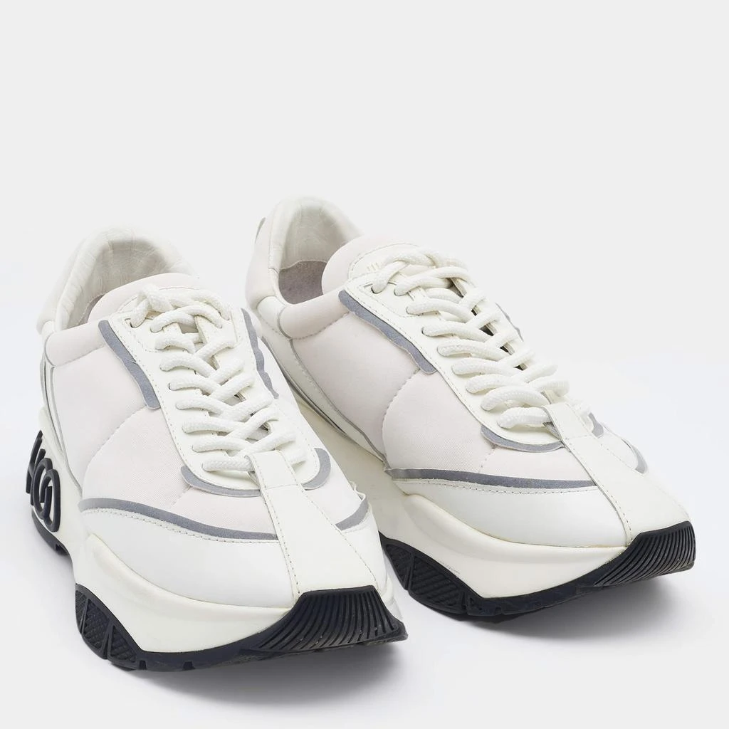 商品[二手商品] Jimmy Choo|Jimmy Choo White/Grey Leather, Fabric And Neoprene Raine Low Top Sneakers Size 39,价格¥2789,第4张图片详细描述