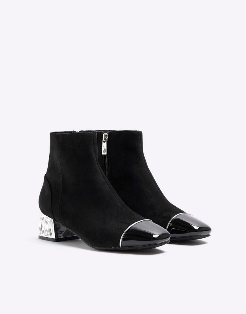 商品River Island|River Island Suedette diamante heel ankle boots in black,价格¥486,第2张图片详细描述