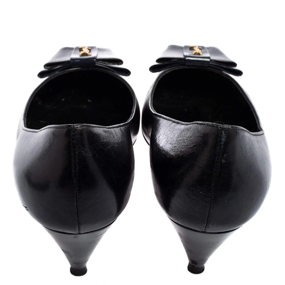 商品[二手商品] Yves Saint Laurent|Saint Laurent Black Leather Bow Pointed Toe Pumps Size 38,价格¥2621,第5张图片详细描述