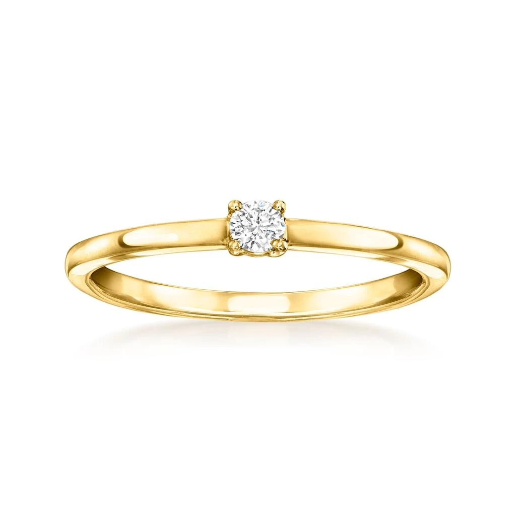 商品RS Pure|by Ross-Simons Diamond-Accented Solitaire Ring in 14kt Yellow Gold,价格¥2370,第1张图片