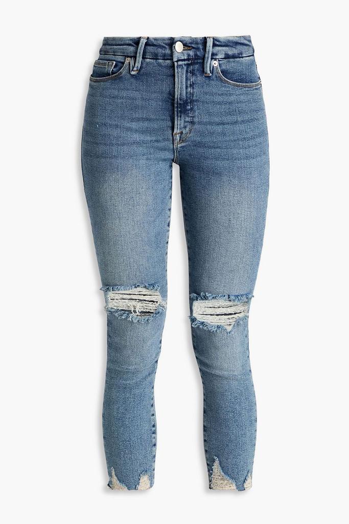 商品Good American|Good Waist cropped distressed high-rise skinny jeans,价格¥581,第1张图片