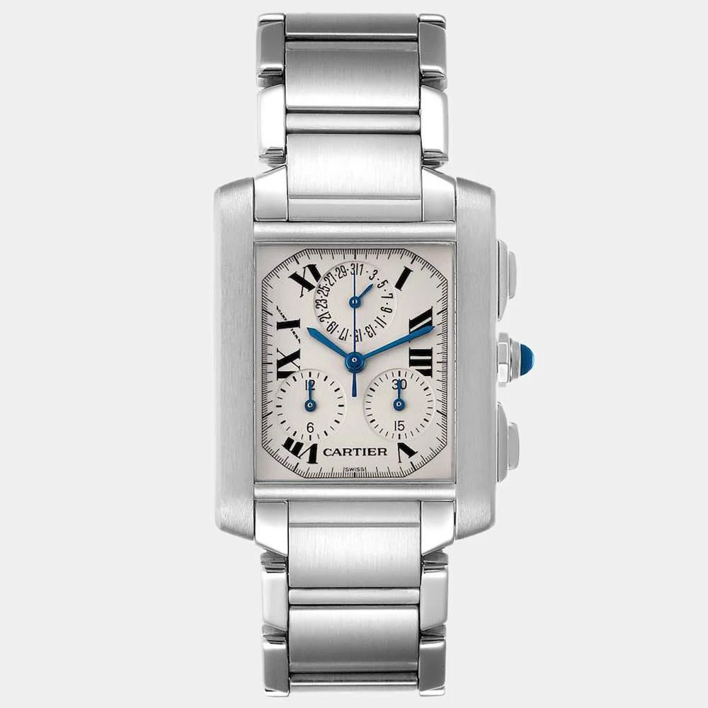 商品[二手商品] Cartier|Cartier Silver Stainless Steel Tank Francaise W51001Q3 Quartz Men's Wristwatch 28 mm,价格¥28709,第1张图片